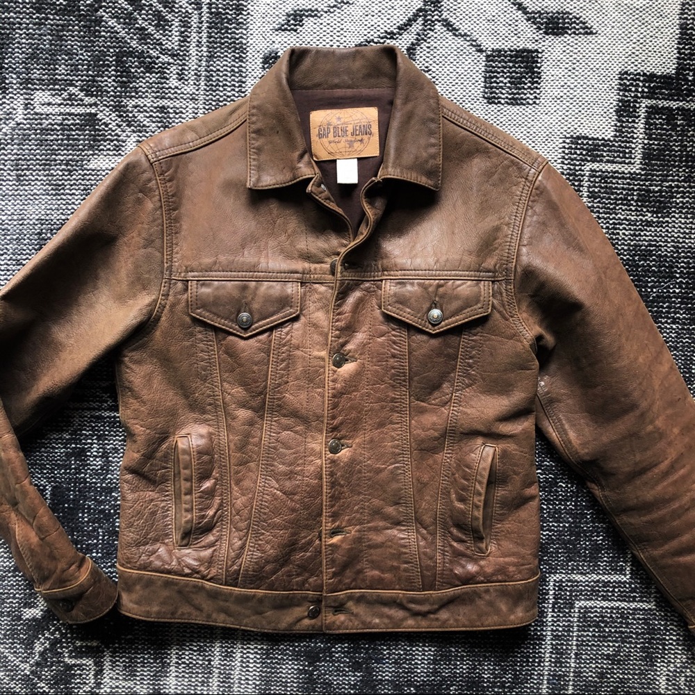 Gap Leather Trucker Jacket Coat